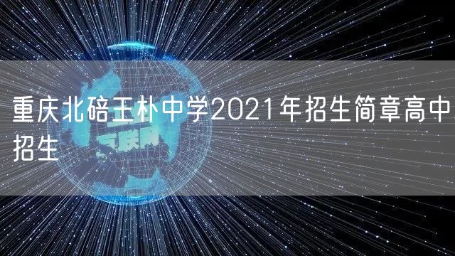 重庆北碚王朴中学2021年招生简章高中招生
