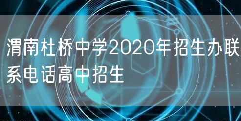 渭南杜桥中学2020年招生办联系电话高中招生