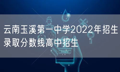 云南玉溪第一中学2022年招生录取分数线高中招生